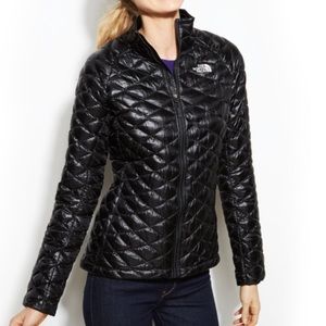 North Face black shiny quilted jacket